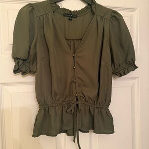 Green Button-Down Blouse